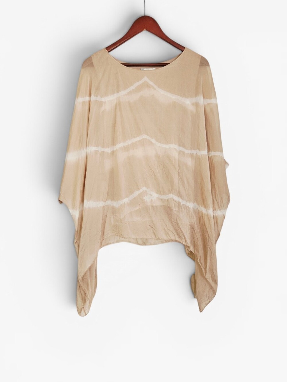 Baci 100% Silk Natural Dyed Lightweight Flowing Poncho Blouse in Antique Pink OS